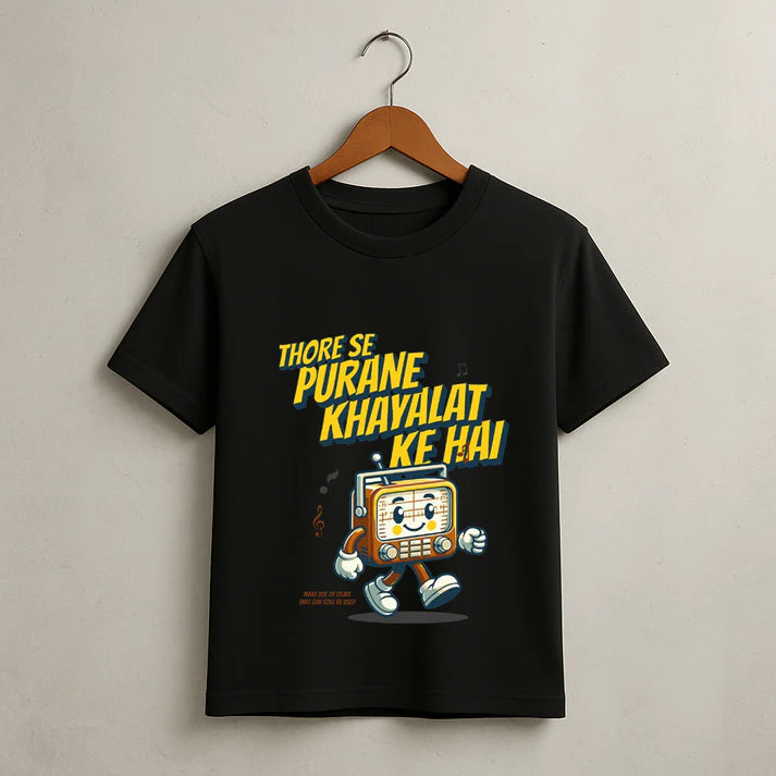 Purane Khayalat – Retro Radio Vibe Hindi Graphic T-Shirt