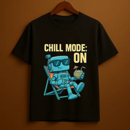 Chill Mode ON – Relaxed Robot Vacation Vibe T-Shirt