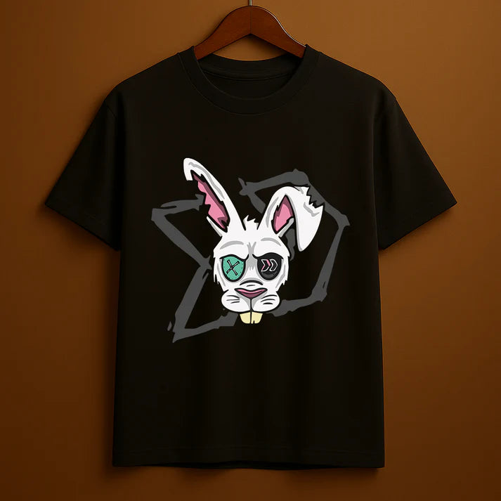 Glitch Bunny – Psycho Streetwear Rabbit Graphic T-Shirt